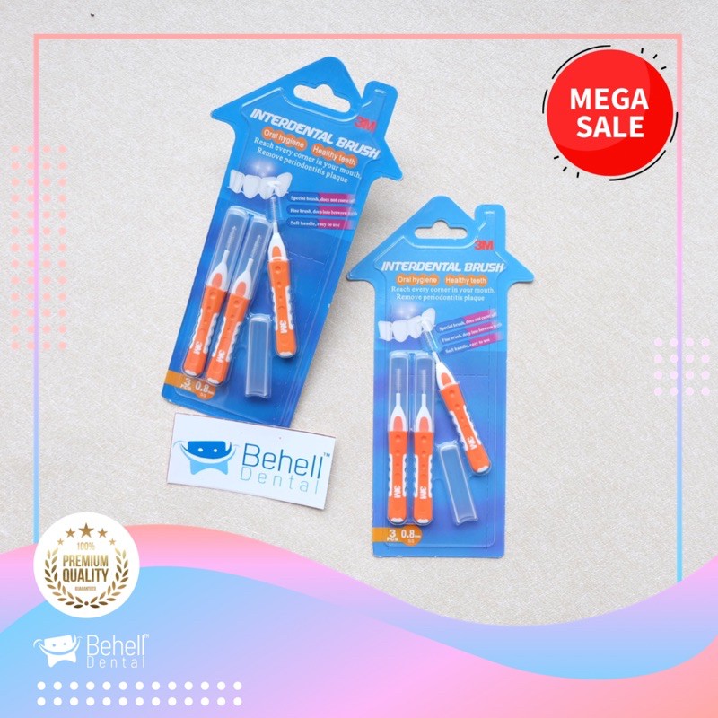 Sikat Sela Celah Behel Gigi Gusi 3M ORANGE Interdental Brush 0.8 mm Size SS ORENS Tusuk Dental Floss  SIKAT SELA GIGI BEHEL 3M PINK HIJAU ORENS Size SSS 0.7 SS 0.8 S 1.0 - Interdental Brush Ortho - Tusuk Celah Dental Floss Kawat Gusi - Tooth Brush ORI