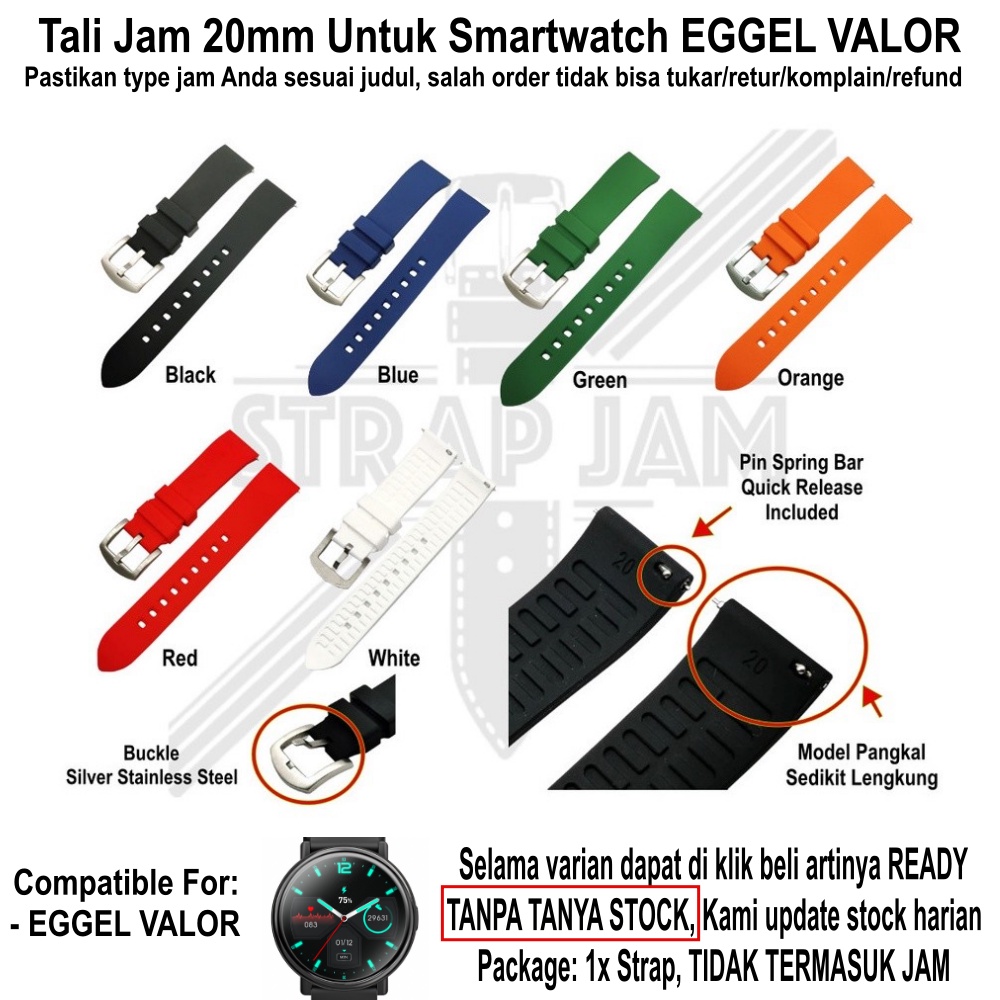 LKG Strap Eggel Valor - Tali Jam 20mm Rubber Silikon With Premium Buckle