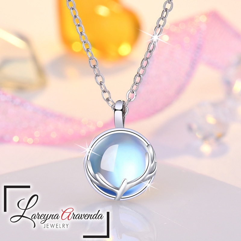 Lareyna Aravenda Kalung Titanium + Liontin Wanita Model MultiBlue Planet KL030