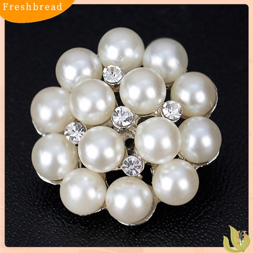 [ TERLARIS]Flower Rhinestone Imitation Pearl Brooch Pin DIY Bridal Wedding Bouquet Decor