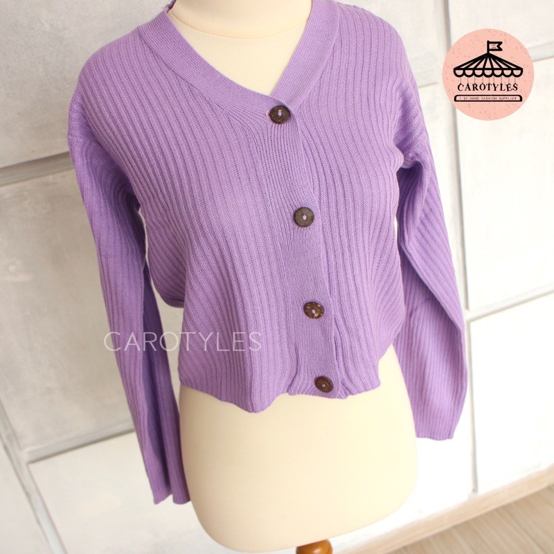 CARDIGAN CROP RAJUT KARDIGAN CARDY RAJUT CROP TOP KOREA FASHION OUTER OUTWEAR WANITA CEWEK PEREMPUAN-2