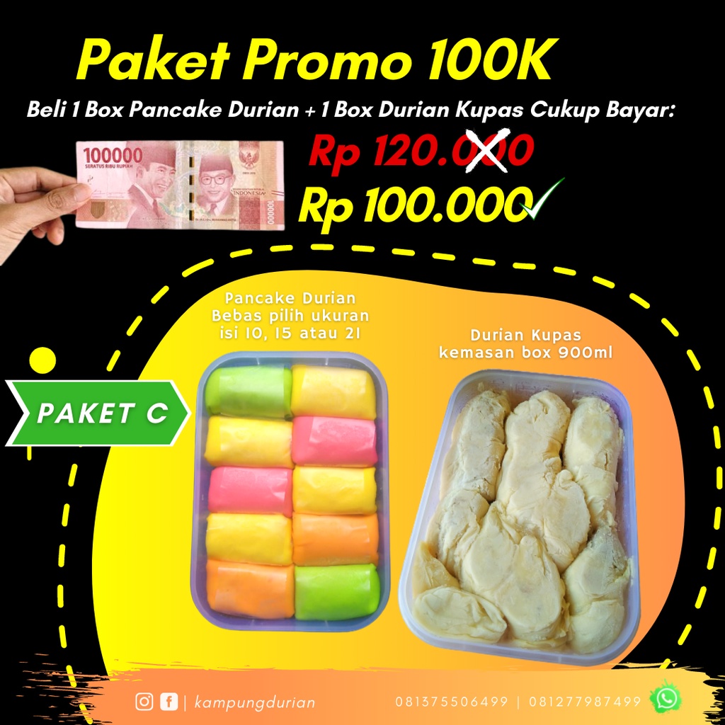 

Paket seratus ribu Pancake dan durian kupas