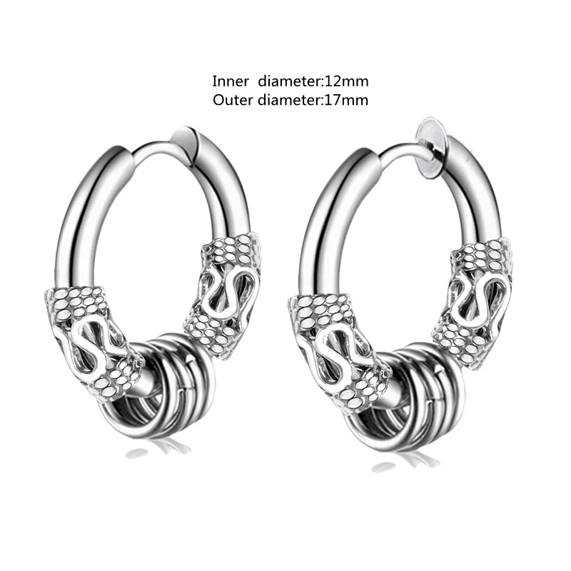 Anting Hoop Kecil Bahan Stainless Steel Warna Silver Gaya Vintage Untuk Pria Dan Wanita