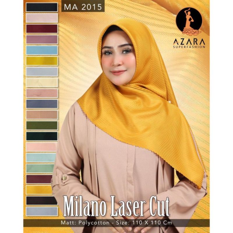 Azara ORIGINAL hijab segiempat MILANO strip laser cut 110 x 110cm