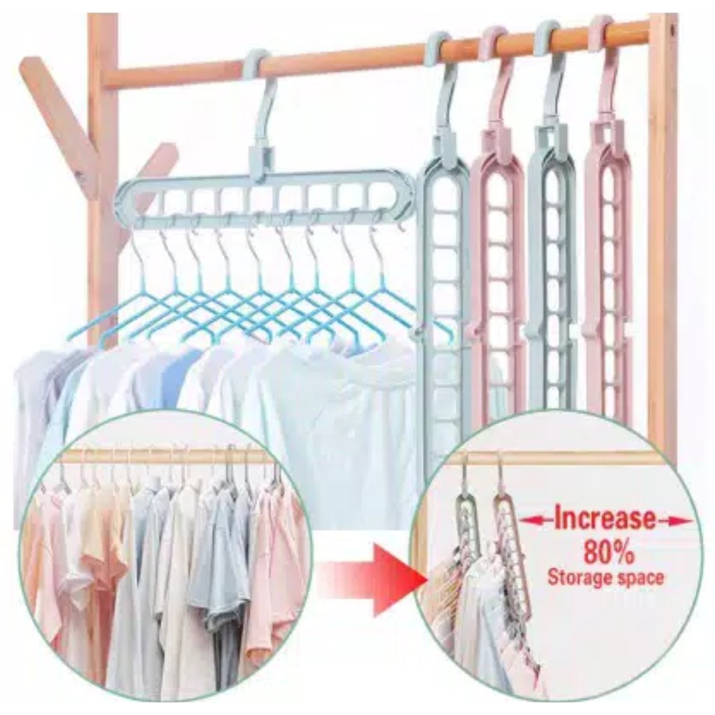 FREE BUBLE HANGER BAJU / GANTUNGAN BAJU AJAIB MULTIFUNGSI DAPAT DILIPAT 9 LUBANG