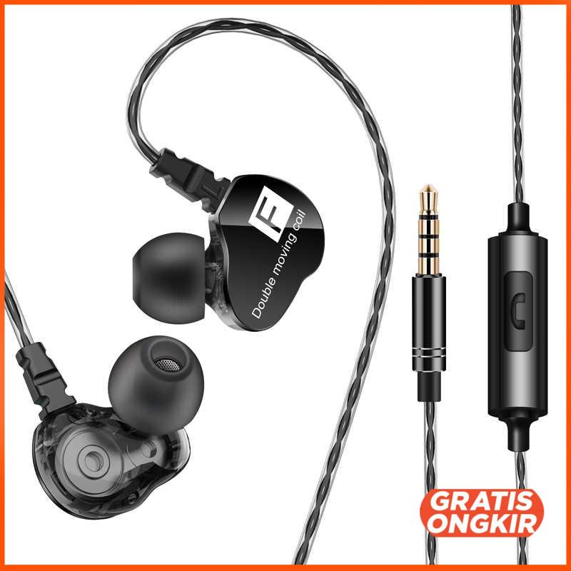 QKZ Dual Driver Earphone HiFi Dengan Mic - QKZ-CK9