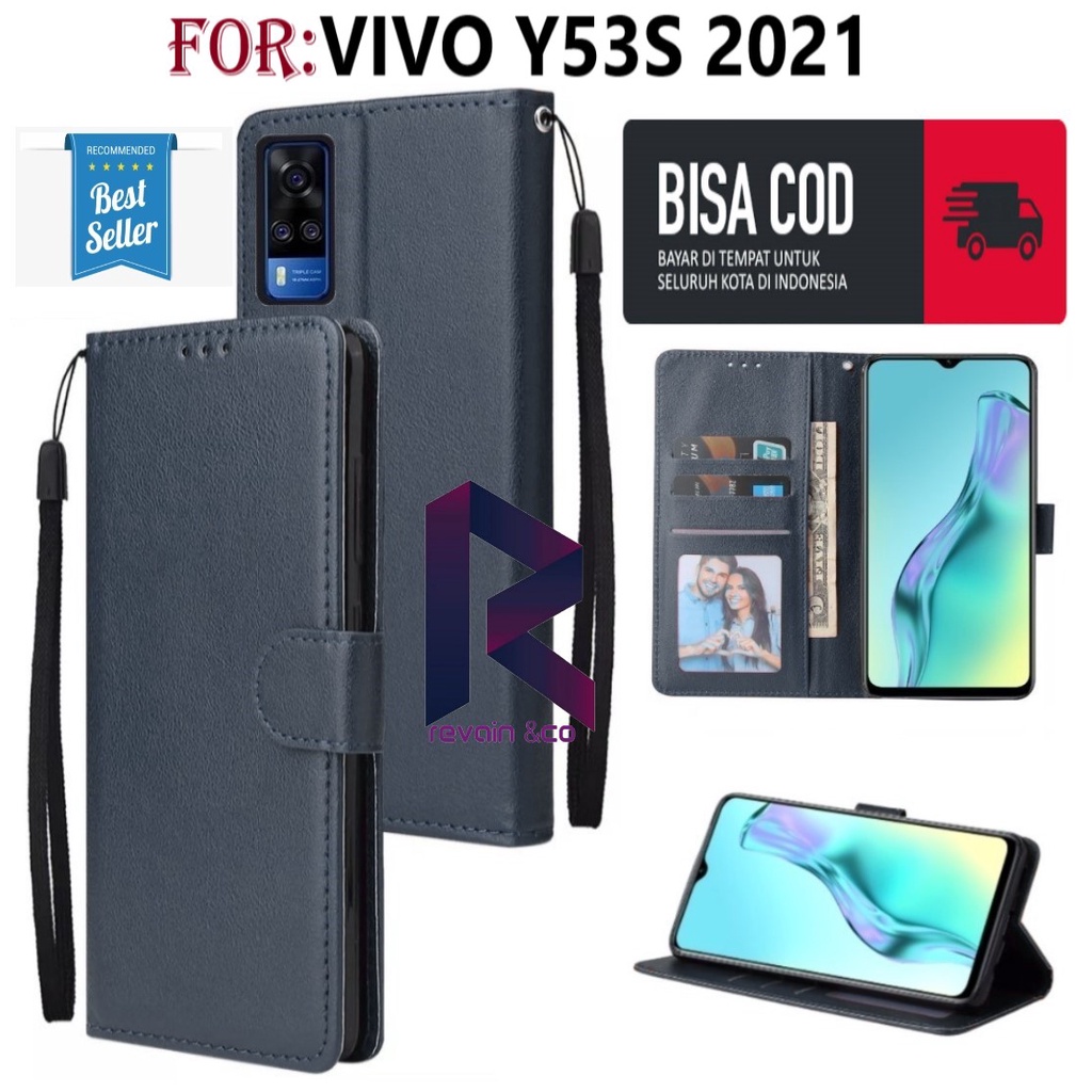 FLIP COVER VIVO Y53S 2021 CASING DOMPET FLIP WALLET LEATHER KULIT PREMIUM SARUNG BUKA TUTUP FLIP CASE VIVO Y53S 2021