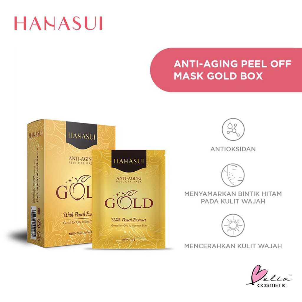 ❤ BELIA ❤ Hanasui Naturgo Peel Off Masker Hitam Komedo | GOLD Anti Aging | Mineral Mud Mask BPOM