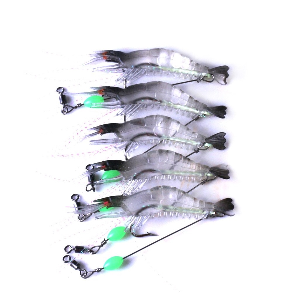 Umpan Pancing Udang Hidup Lampu TORNADO Soft Shrimp Lure QC-RX GID Udang Hidup