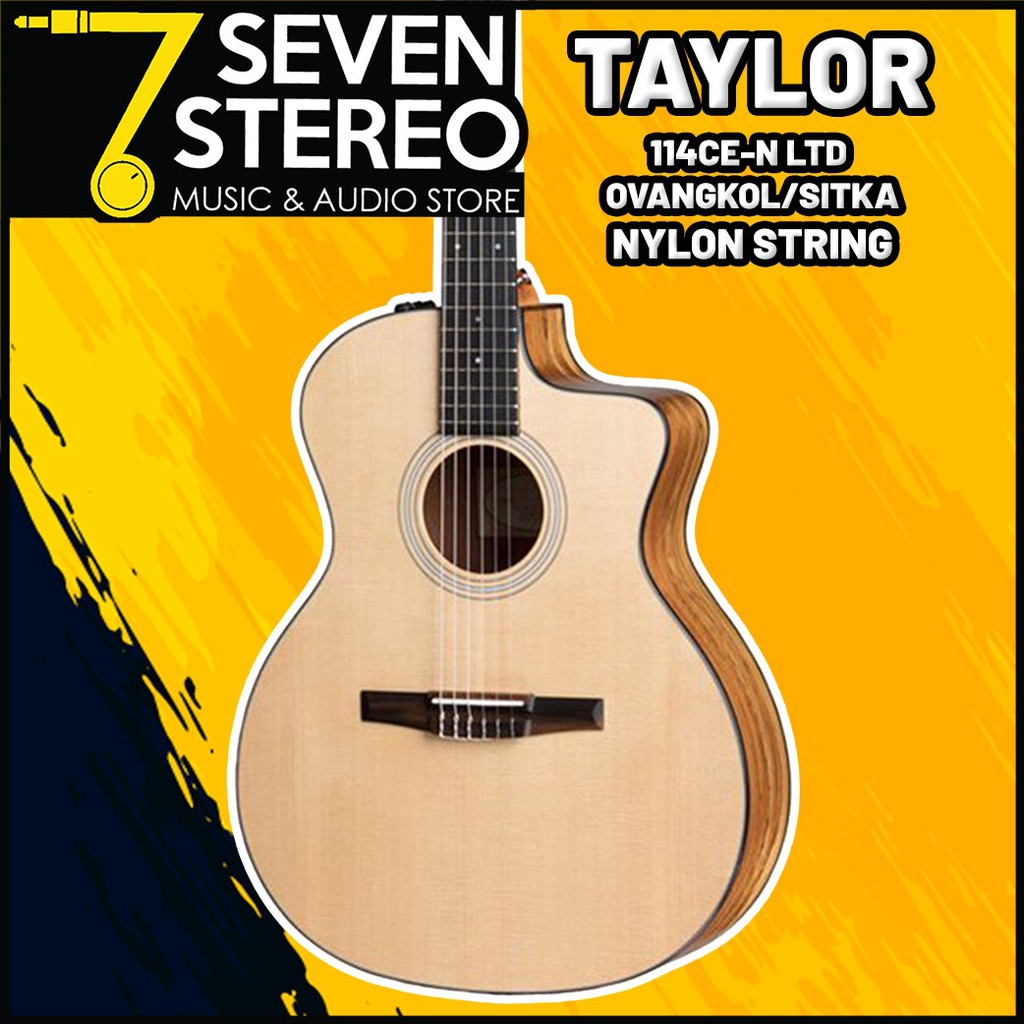 Taylor 114ce-N Grand Auditorium Nylon String Acoustic Guitar with Bag Sunburst Top