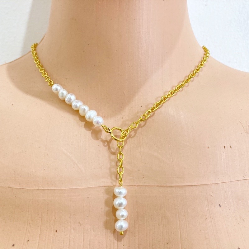 KALUNG MUTIARA ASLI WHITE PEARL NATURAL PEARL NECKLACE KALUNG MUTIARA WANITA KALUNG MUTIARA PRIA