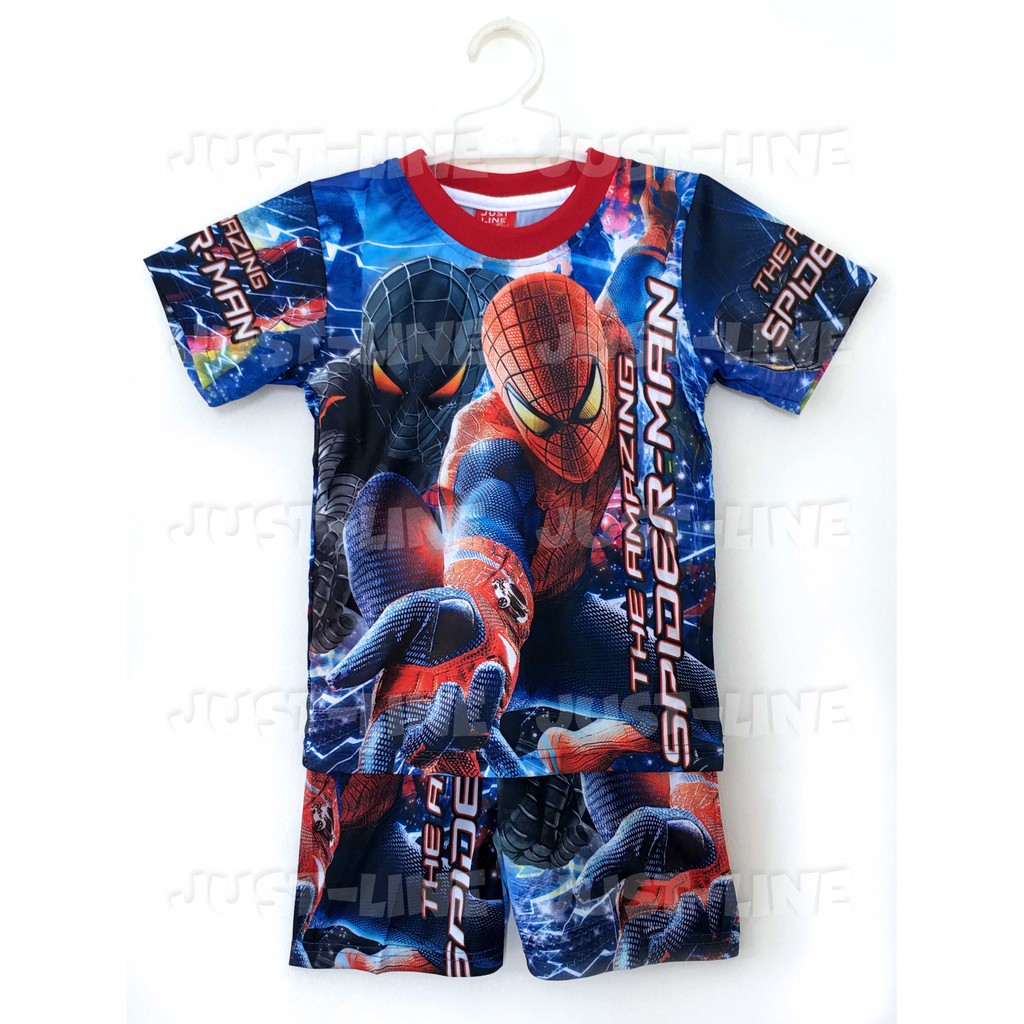 Setelan Anak Spiderman Baju Celana Anak Gambar Kartun Printing