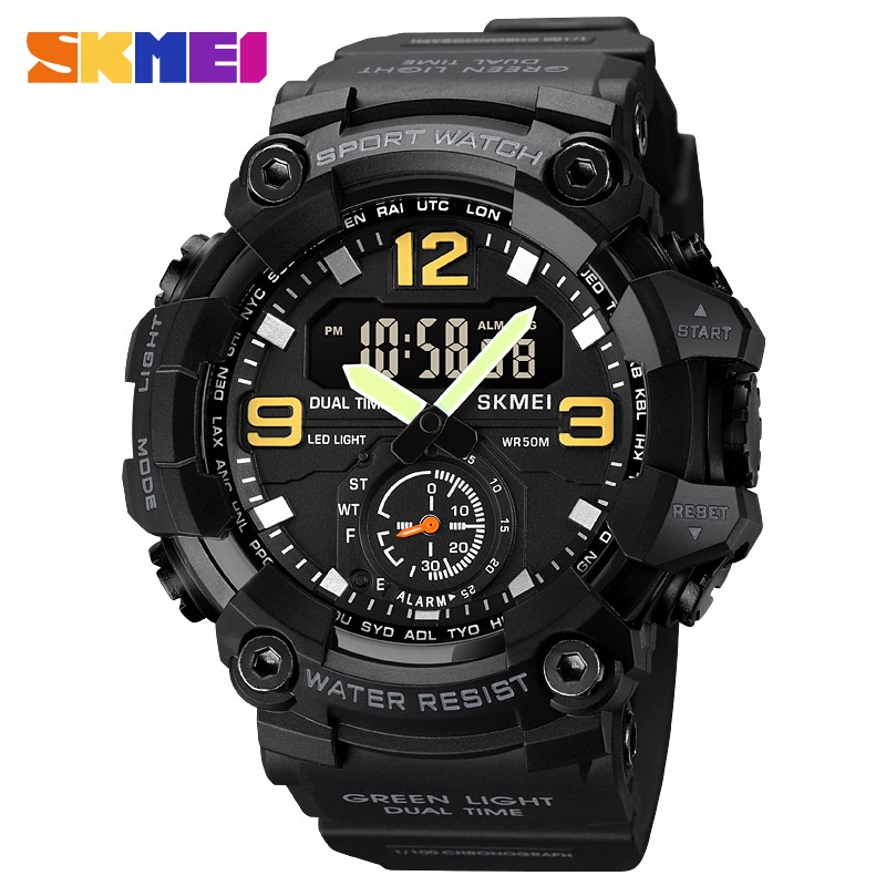 SKMEI 1965 Jam Tangan Pria Digital Analog Dual Time Sport Watch Anti Air 5 Bar WATCHKITE WKOS