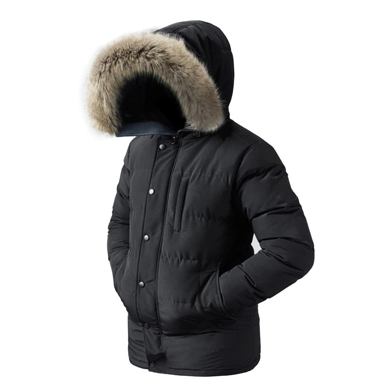 black winter jacket with fur hood