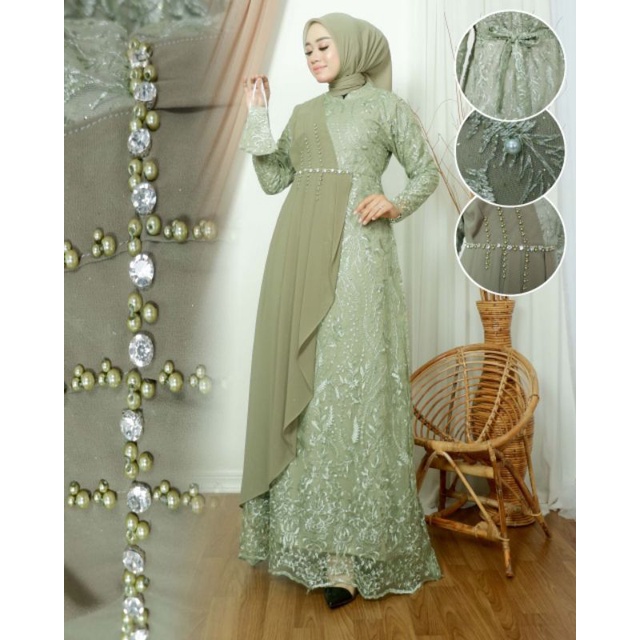 Gamis Maudy 6 by Novie Kebaya/ ready gamis tille Maudy 6 terbaru bySierra Butik