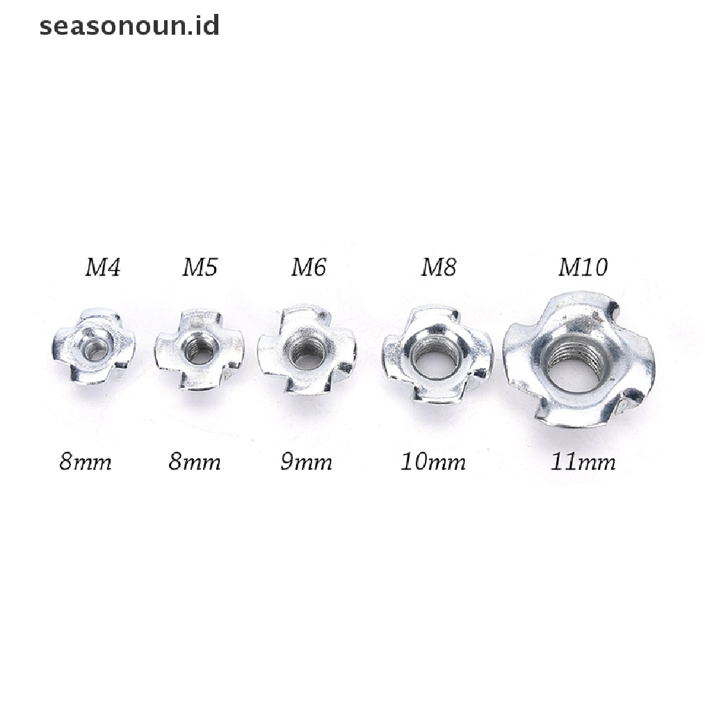 10 Pcs M4 / M5 / M6 / M8 / M10 Four Prong Bahan Zinc Plated Untuk Furniture Kayu