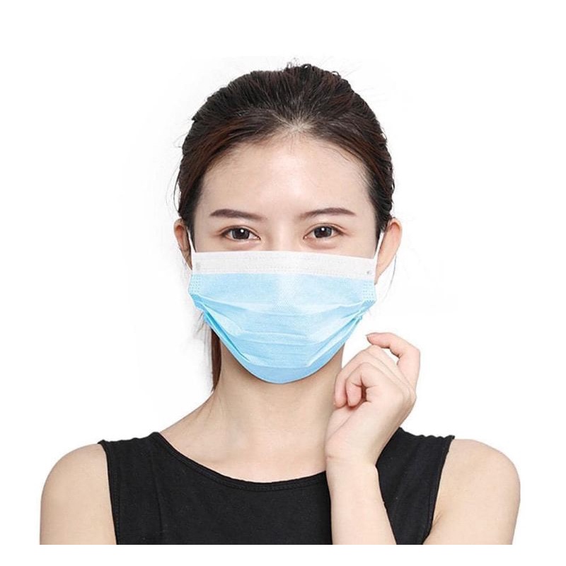 GROSIR MURAH - Masker Earloop Import BIRU isi 50pcs (BOX BISA BERUBAH-UBAH)