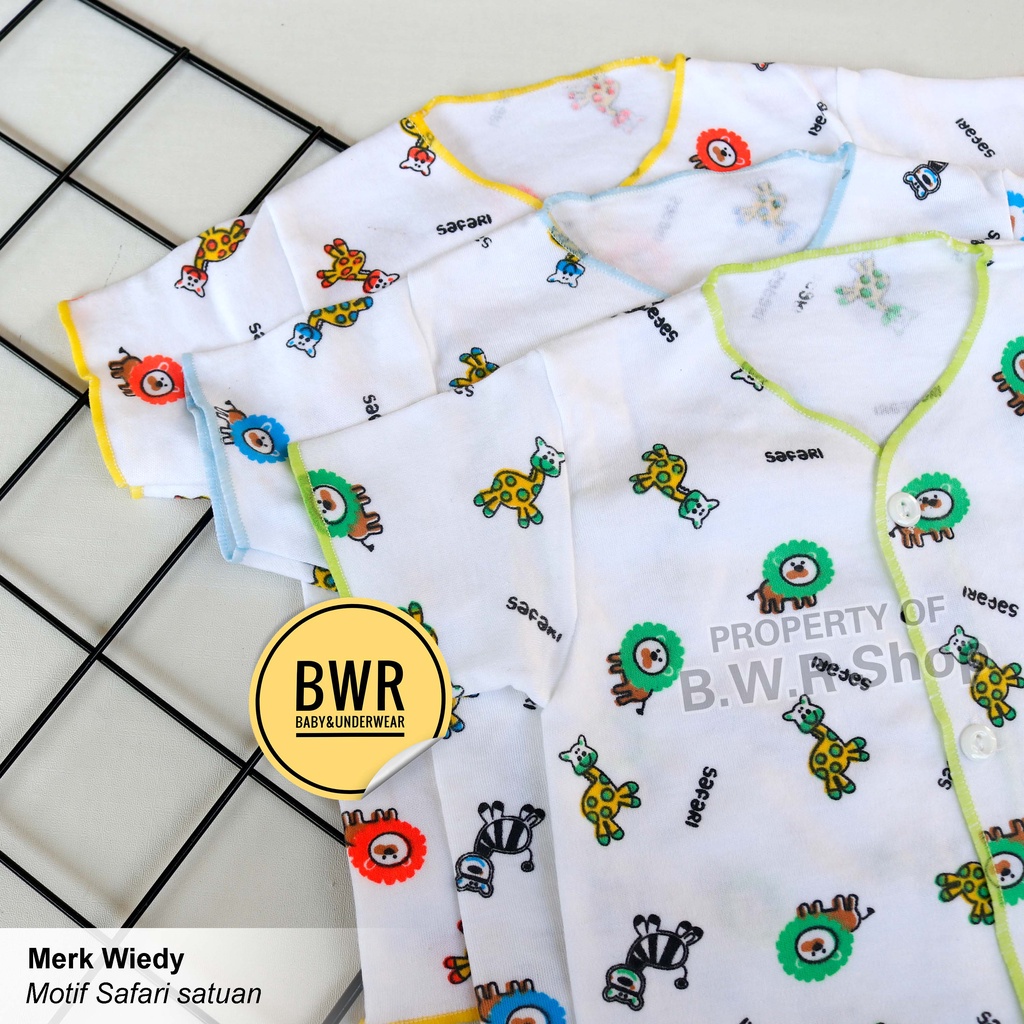 Baju Bayi Kancing WIEDY SAFARI Putih Pendek / Pakaian Bayi 0-6 Bulan Baru Lahir | Bwr IX-1