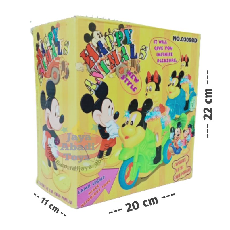 MAINAN MOTOR HARLEY MICKEY MOUSE LUCU UNIK / HAPPY ANIMALS LAMPU SUARA LAGU