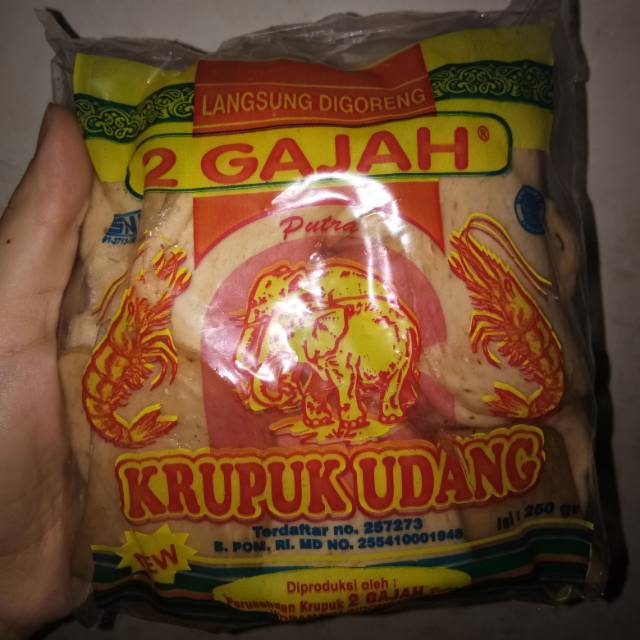 

Krupuk udang mentah cap 2 gajah 250 gr