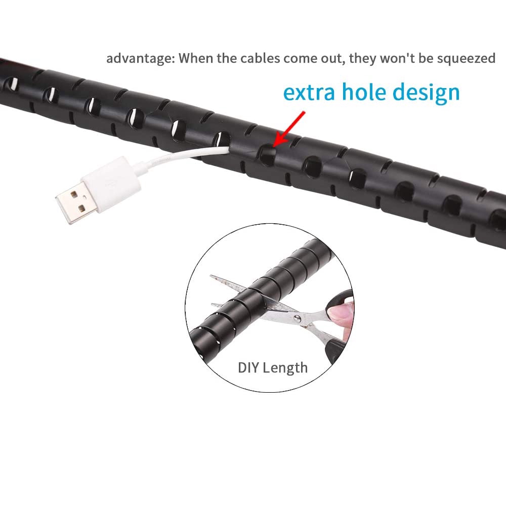 Hot Sale/Tabung Penyimpanan Kawat 2M/kabel Komputer Cords Sleeve Organizer Pipe/Spiral Wrap Winding Cable Wire Protector Cover/Flexible Spiral Management Device