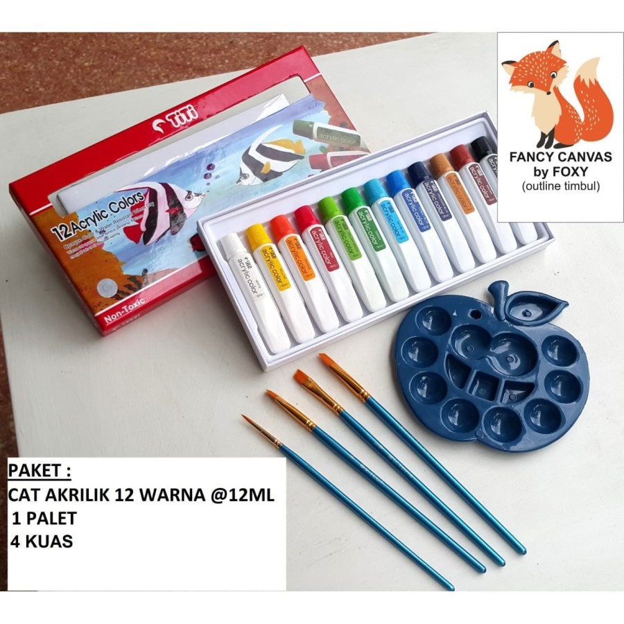 

UPDATE PAKET 1 : CAT 12 WARNA TITI 12ML + 4 KUAS + 1 PALET