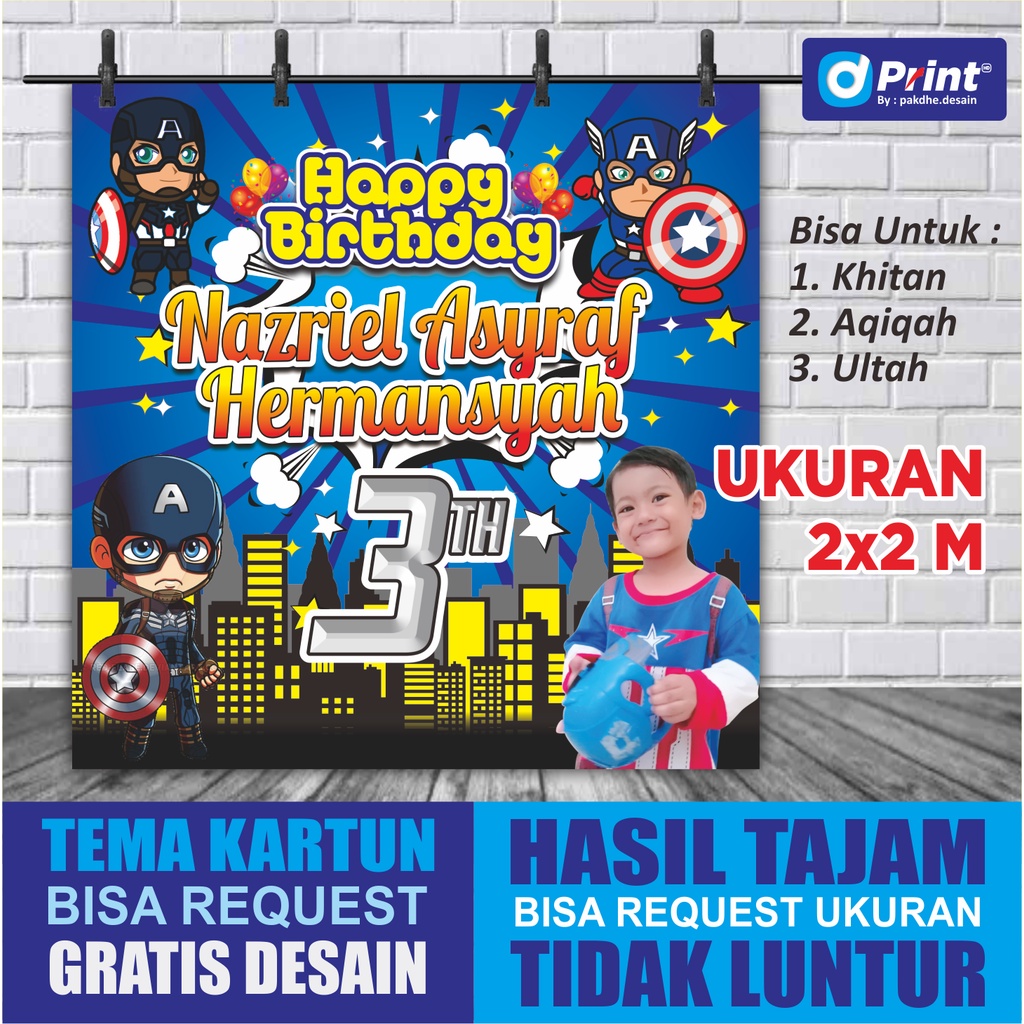 Cetak Banner Ulang Tahun Anak Ukuran 2x2m – Desain Bebas & Full Color