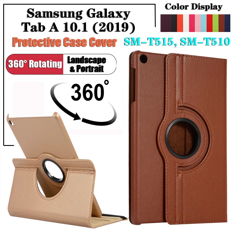 Untuk Samsung Galaxy Tab A 10.1 (2019) SM-T515 SM-T510 Tablet Perlindungan Casing Fashion360° Rotating Stand Penutup Flip Case Kulit Shockproof