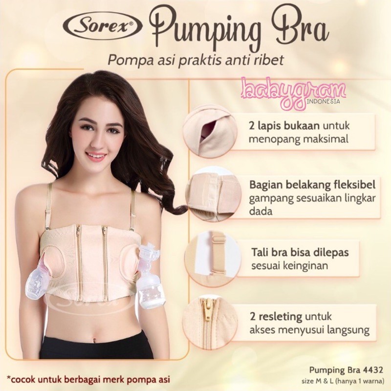 SOREX 4432 Hands Free Pumping Bra BH Menyusui untuk Pompa Asi Breastpump Asip