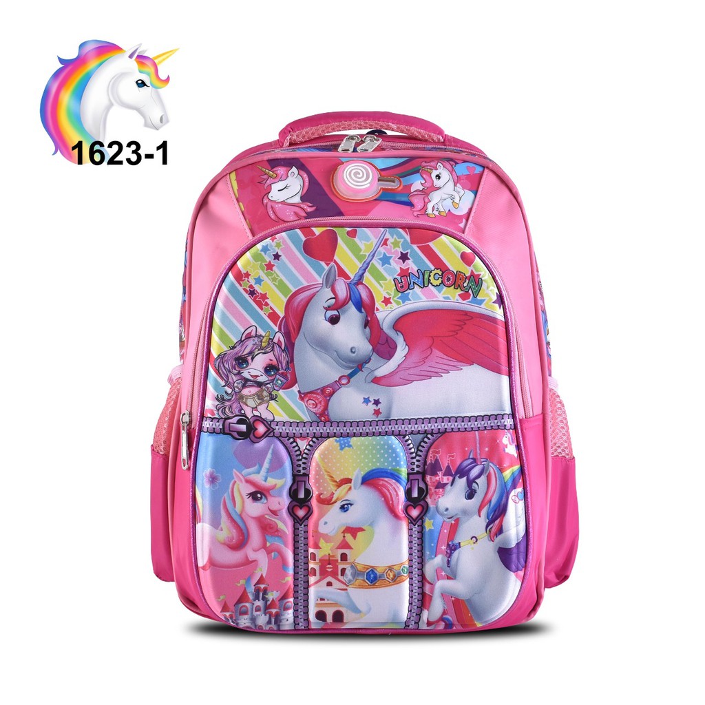 Tas Cartoon Anak Perempuan 9D Lampu 1623-1 - 16' (Girls),[Frozen,LOL,Princesses,Minnie,Unicorn,DLL]