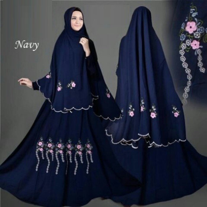 TM-00015 rita syari busana muslim gamis hijab bergo maxi zaenab navy