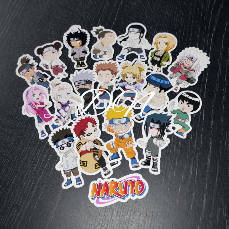 

isi 19 pcs stiker kertas anime sticker anime karakter naruto chibi sticker glossy