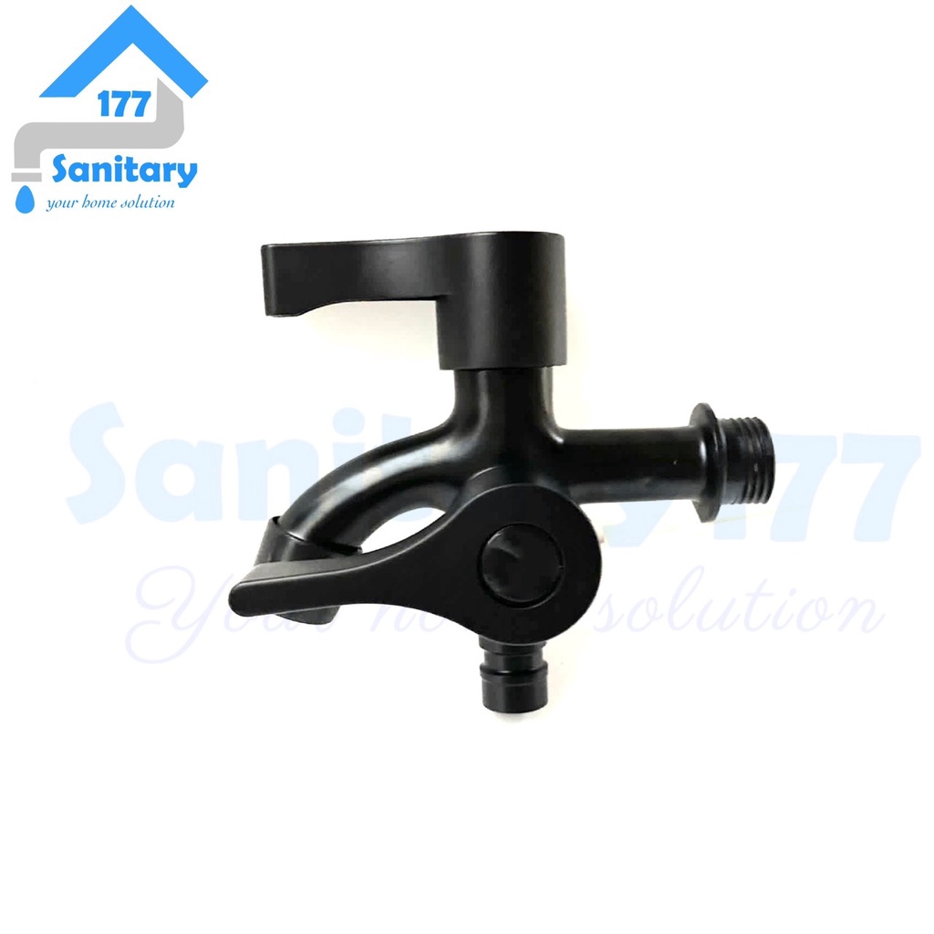 Kran Cabang Stainless HITAM FB+ cucut C-Keran Air Shower double mesin cuci dua black matte  faucet two way