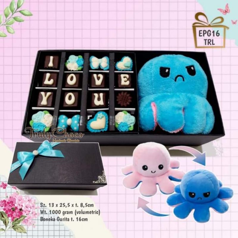 

kado love edition 2022 coklat valentine trulychoco EPG16 boneka gurita