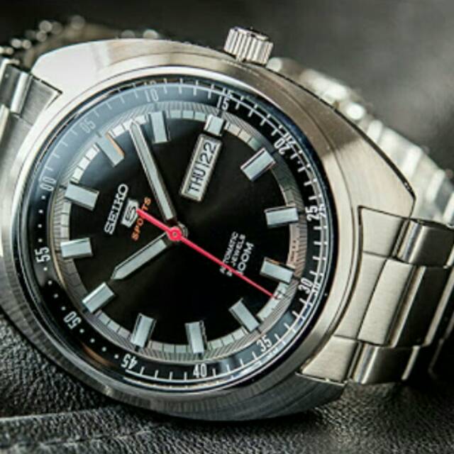 Seiko 5 Sports SRPB19K1 Turtle Men Black Silver Jam Tangan Pria SRPB19