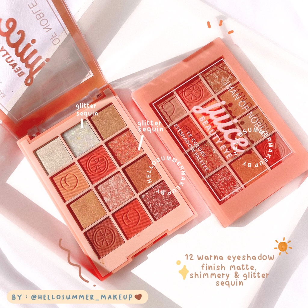 𝐄𝐘𝐄𝐒𝐇𝐀𝐃𝐎𝐖 𝐏𝐀𝐋𝐄𝐓𝐓𝐄ㅤ- IMAN OF NOBLE  Tropical Summer Juice Eyeshadow Palette Pigmented 12 Color