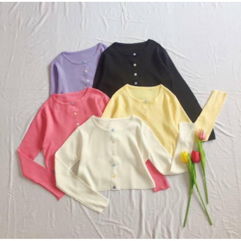 BEFAST - ZGW OOTD Wanita Blouse JENET / Rib Jenica Button Cardi Crop (LD 74, P 42) / Blouse Wanita / Pakaian Wanita Lengan Panjang / Blouse Crop Casual / OOTD Ala Wanita Trend TikTok / Terlaris / Blouse Bisa Di Jadikan Outer / Termurah