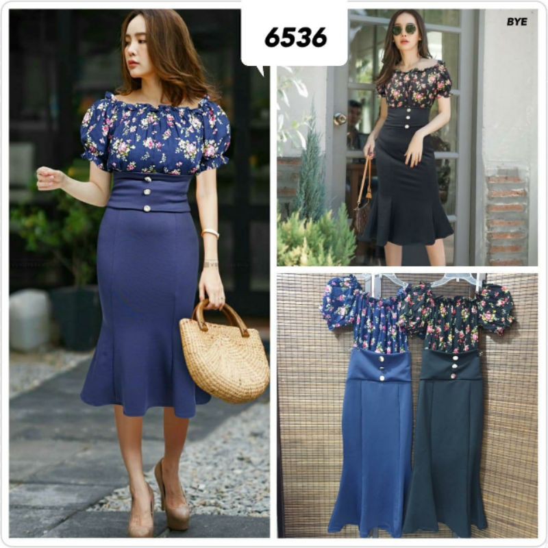 dress cassual Scuba kombinasi twiscone Import 119.000