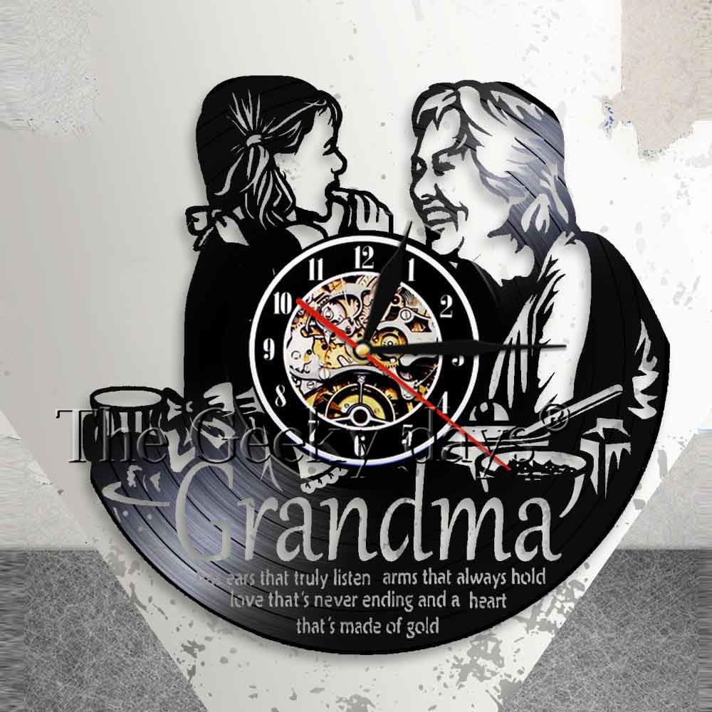 Free Ongkir Grandma And Granddaughter Personalized Wall Clock Wall Art Vinyl Record Clock Mama Shopee Indonesia