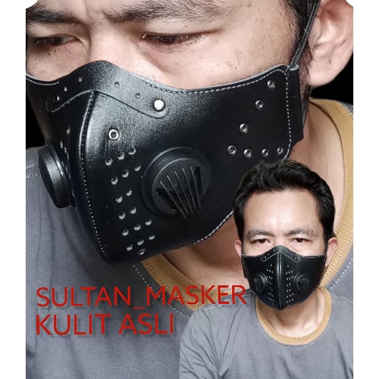 masker pria kekinian - masker berkendara pria dari kulit asli anti debu polusi