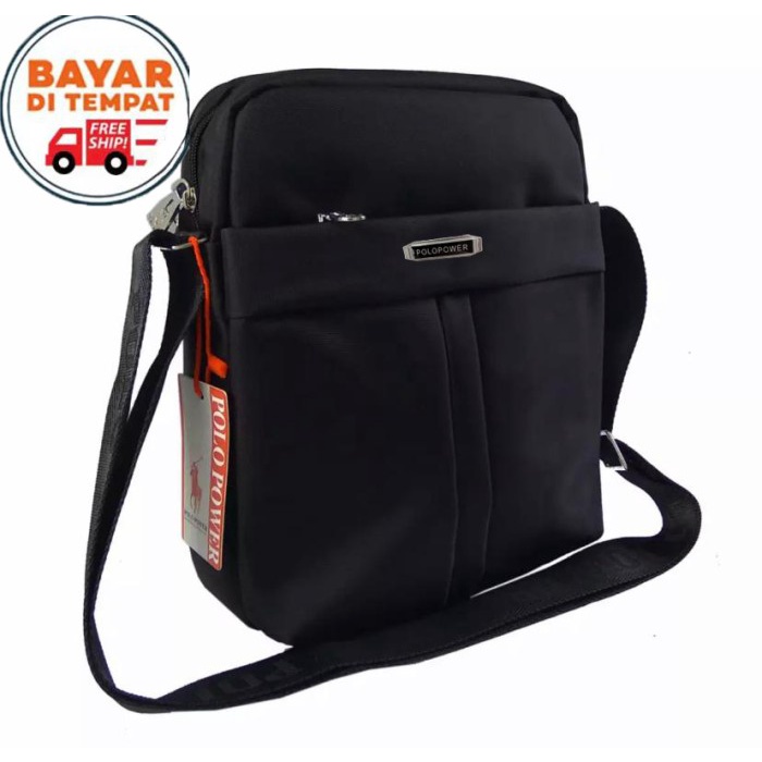 [MURAH] [COD] Polo Power 006M Tas Selempang Pria Tas Polo Original Sling bag Import - Hitam, M