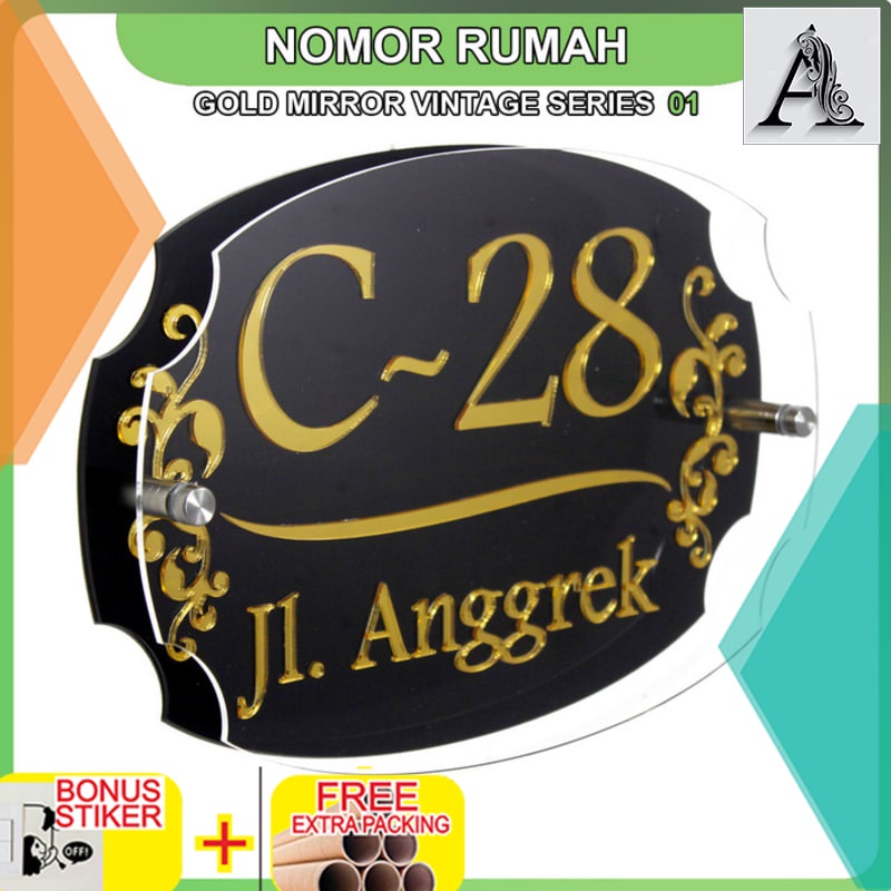 

Promo Nomor Rumah Akrilik Gold Mirror Vintage Series 01