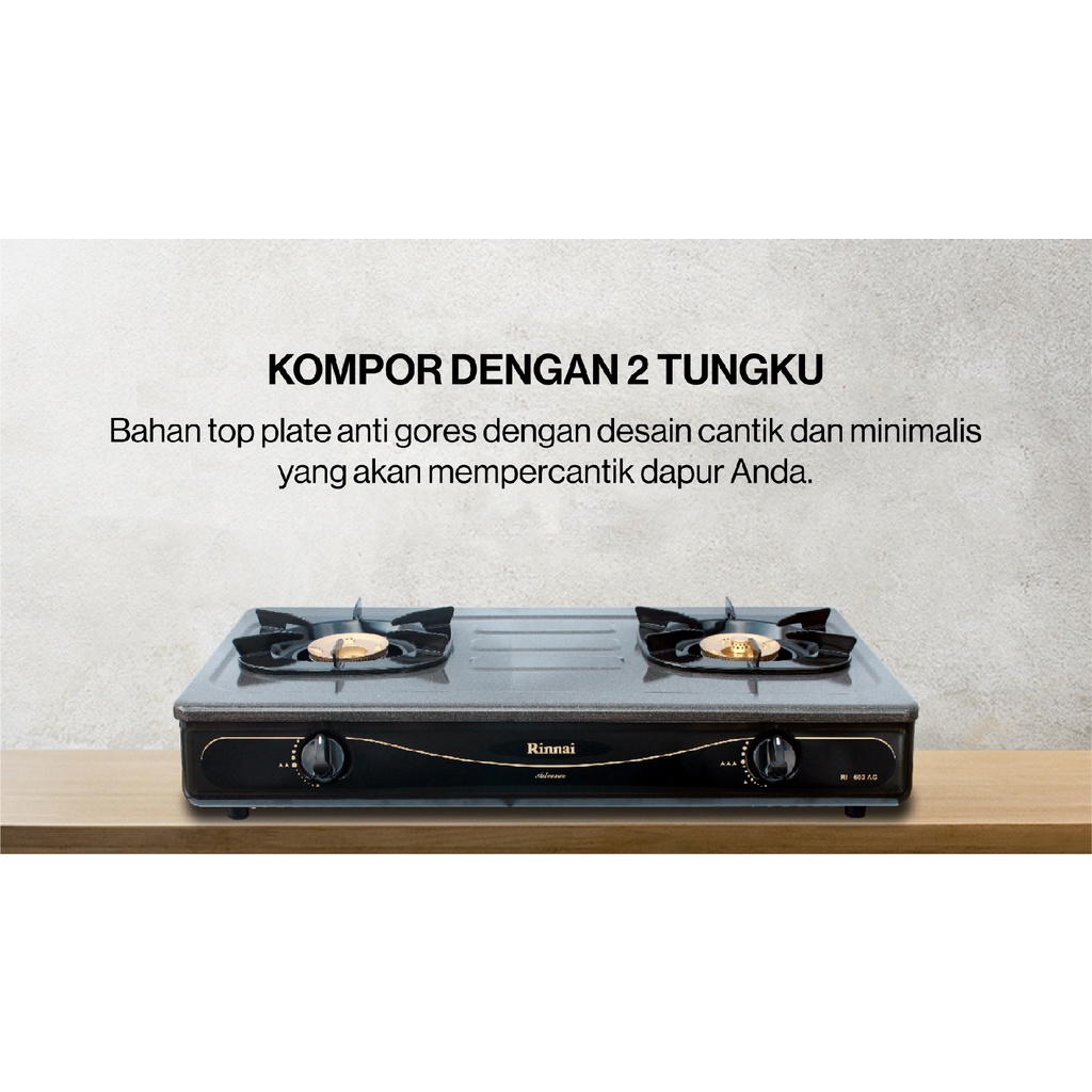 Kompor Rinnai 2 Tungku RI602AG (Khusus Ojek Online)