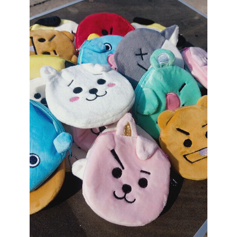 Dompet Koin BTS Bahan Bulu Boneka Tebal Halus Import HighQuality