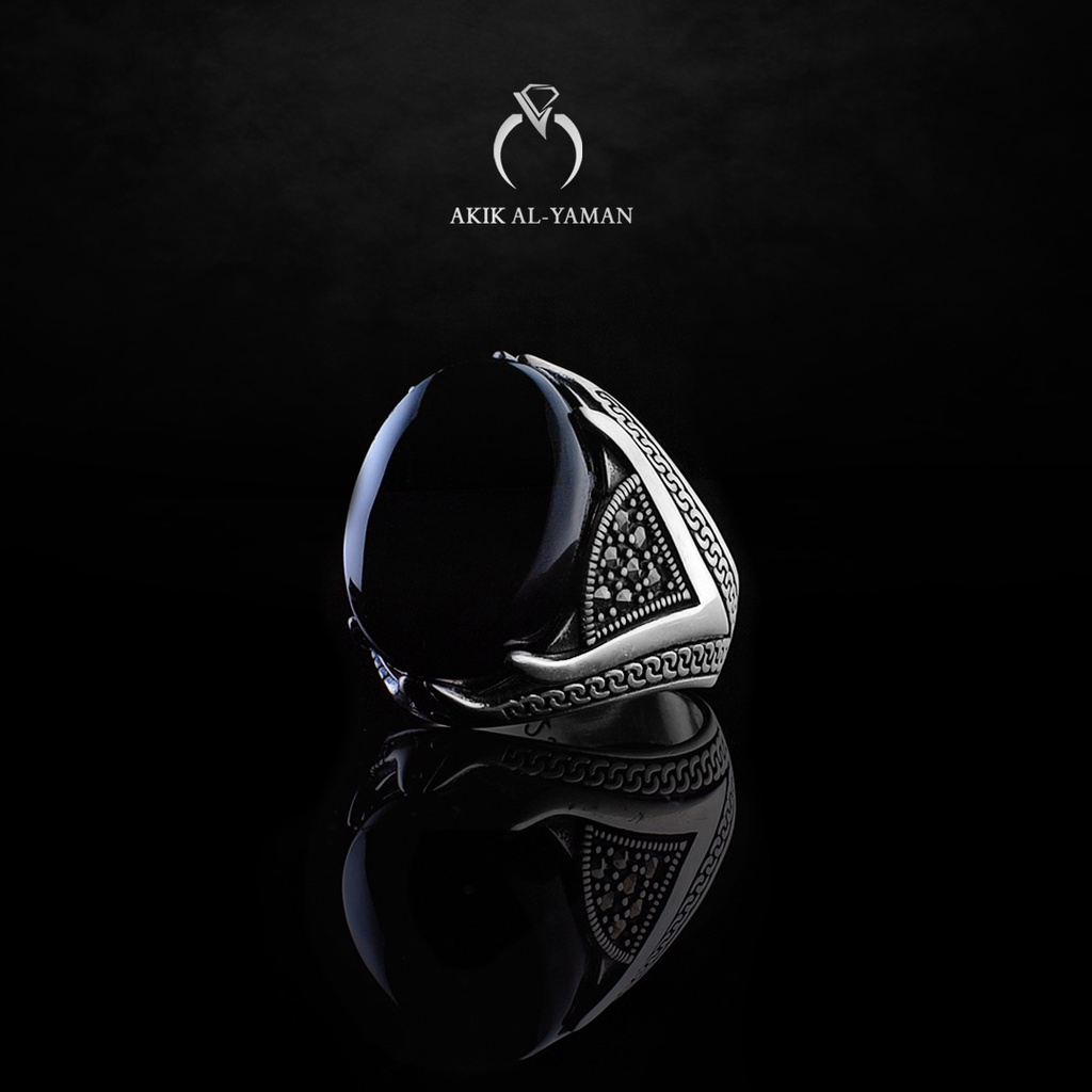 Cincin Batu akik Yaman Habasyi dengan Ring Perak Original Yemen