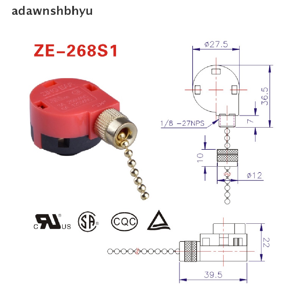 Adawnshbhyu Saklar Kipas Angin Plafon Merah 3speed 4kabel ZE-268S6 Saklar Kontrol Kecepatan Tarikan Kipas