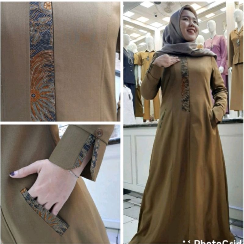 gamis pemda wanita princessfa/ gamis pdh kheki tua wanita terbaru princessfa/ gamis kerja wanita cok