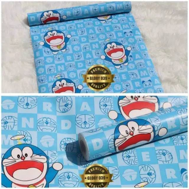 WALLPAPER STIKER  DINDING  DORAEMON  KOTAK 45 cm x 10 meter 