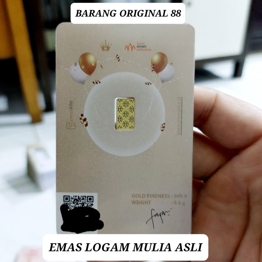 KADO HADIAH ULANG TAHUN 0.5 GRAM BALON GOLD UCAPAN HAPPY BIRTHDAY EMAS ANTAM 0,5 GR HARTADINATA GIFT SERIES-1