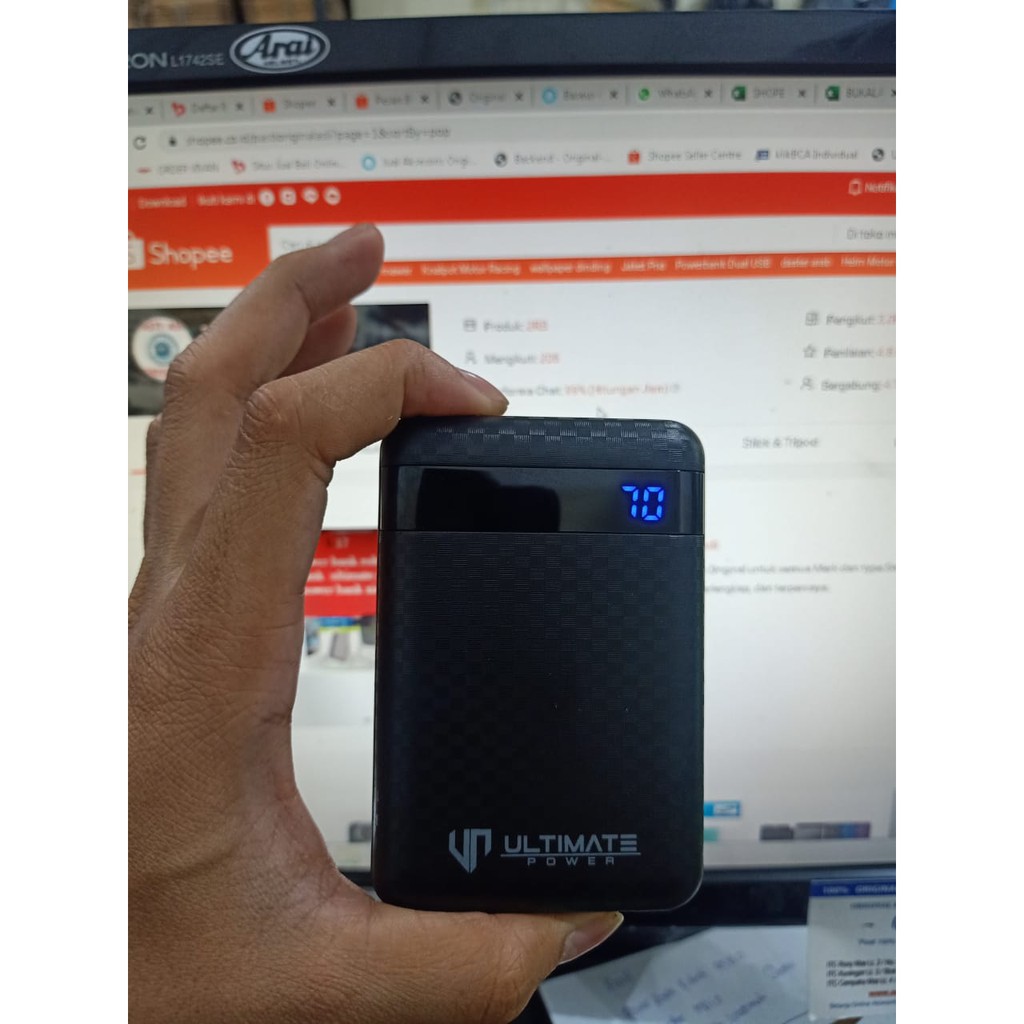 Powerbank 10000mAh Ultimate Power 2USB Mini Digital Powerbank 10000mAh MX10 original100%asli